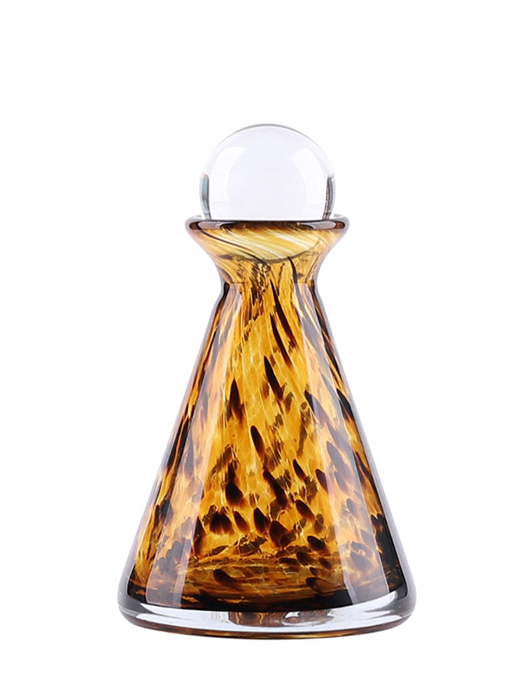 POMO MEDIANO AMBAR PIRAMIDAL DE VIDRIO SOPLADO X7626M