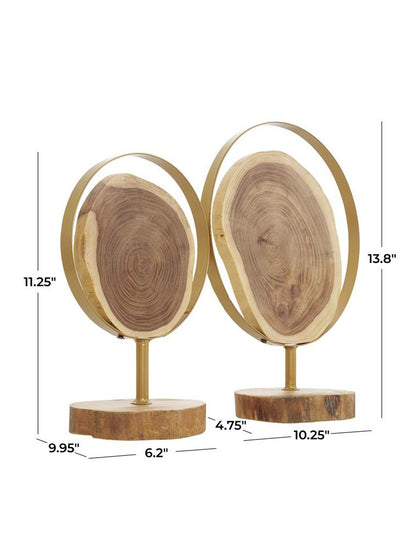 ESCULTURA MADERA ARO DE METAL X7660C