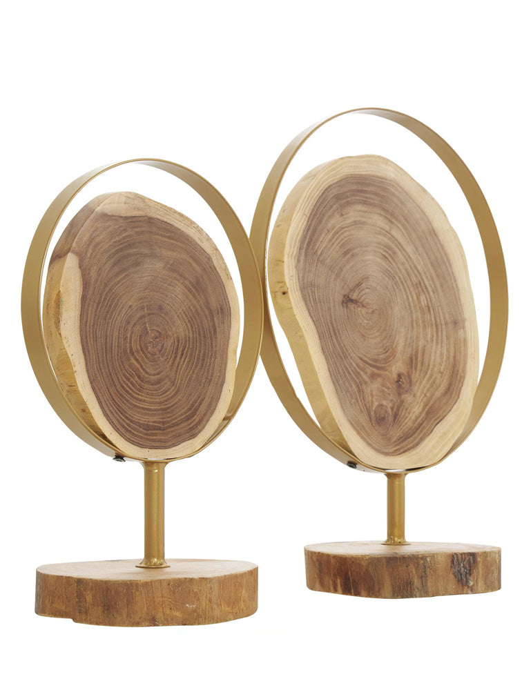 ESCULTURA MADERA ARO DE METAL X7660G