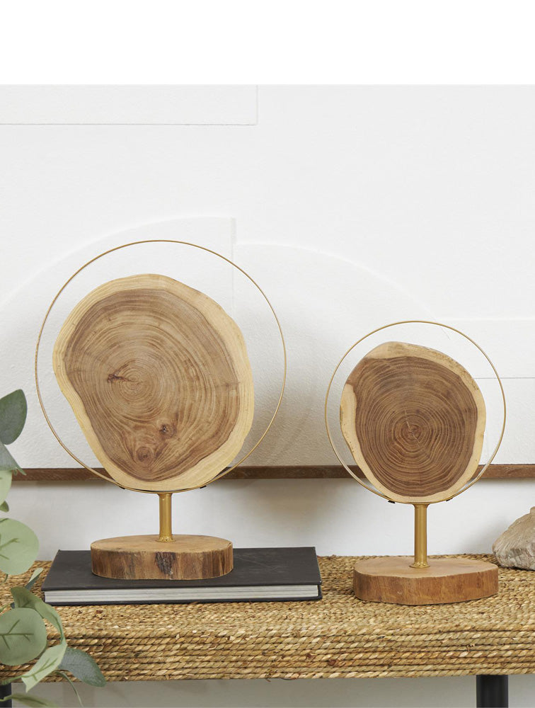 ESCULTURA MADERA ARO DE METAL X7660G