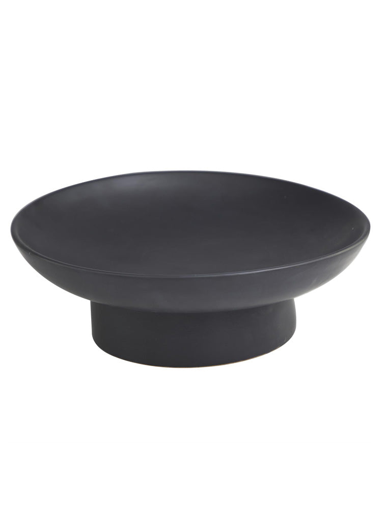 CENTRO DE MESA HONDO ELEVADO DE CERAMICA NEGRO X7663