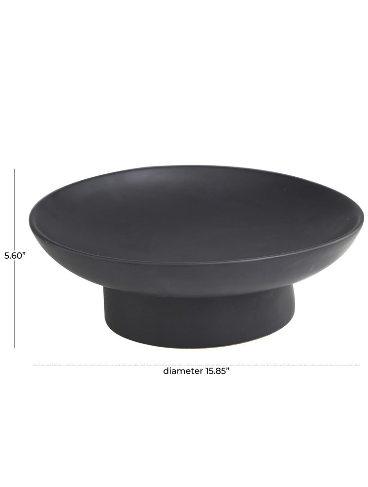 CENTRO DE MESA HONDO ELEVADO DE CERAMICA NEGRO X7663