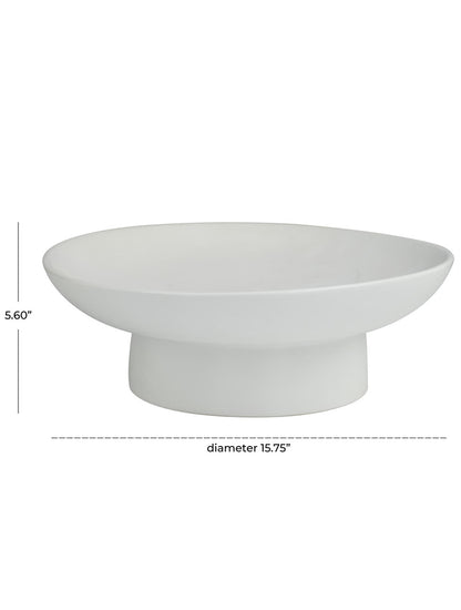 CENTRO DE MESA HONDO ELEVADO DE CERAMICA BLANCO X7664