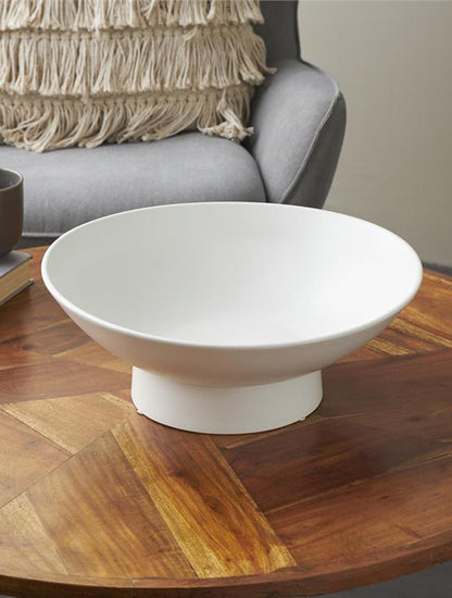 CENTRO DE MESA HONDO ELEVADO DE CERAMICA BLANCO X7664