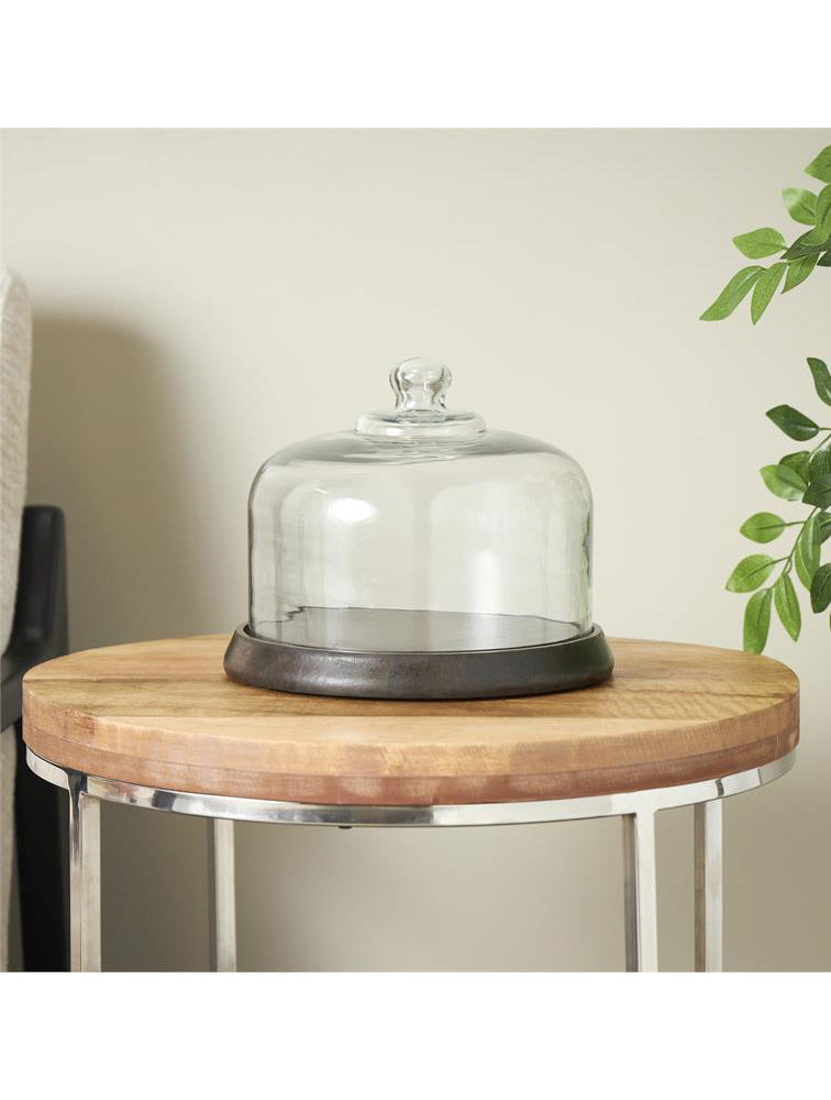 PORTA TORTA DE MADERA CON TAPA DE VIDRIO X7679