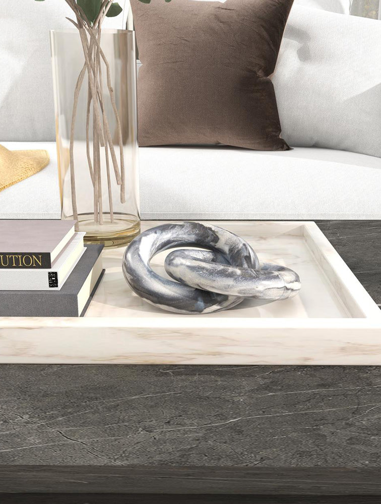 ESCULTURA DE 2 ESLABONES CIRCULARES DE MARMOL X7683