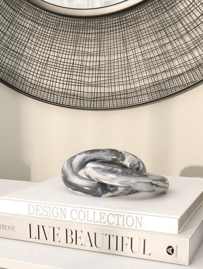 ESCULTURA DE 2 ESLABONES CIRCULARES DE MARMOL X7683