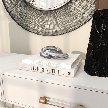 ESCULTURA DE 2 ESLABONES CIRCULARES DE MARMOL X7683