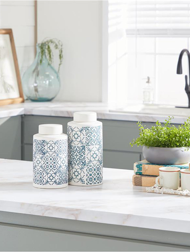 JARRON O POMO GRANDE DECORATIVO CON TAPA DE CERAMICA X7697G