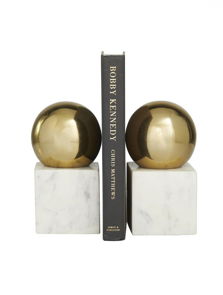 BOOKEND DE MARMOL Y ALUMINIO DORADO. X7703
