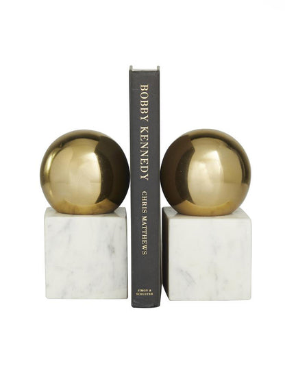 BOOKEND DE MARMOL Y ALUMINIO DORADO. X7703