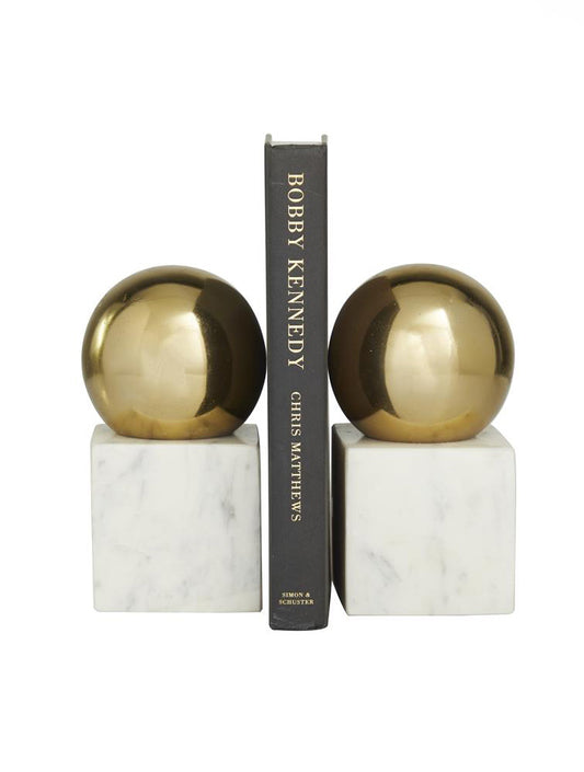BOOKEND DE MARMOL Y ALUMINIO DORADO. X7703