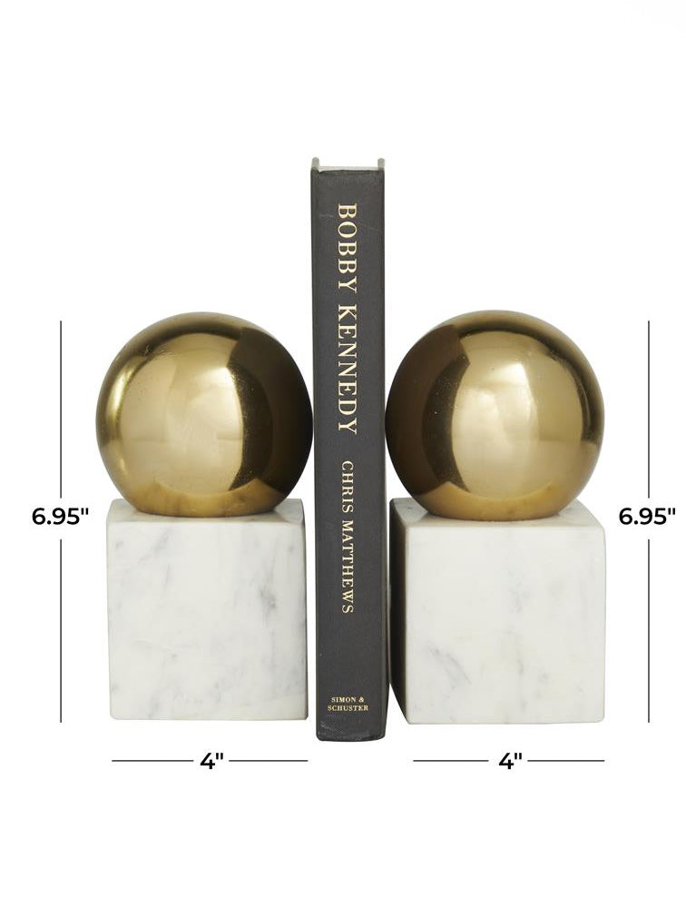 BOOKEND DE MARMOL Y ALUMINIO DORADO. X7703