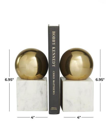 BOOKEND DE MARMOL Y ALUMINIO DORADO. X7703