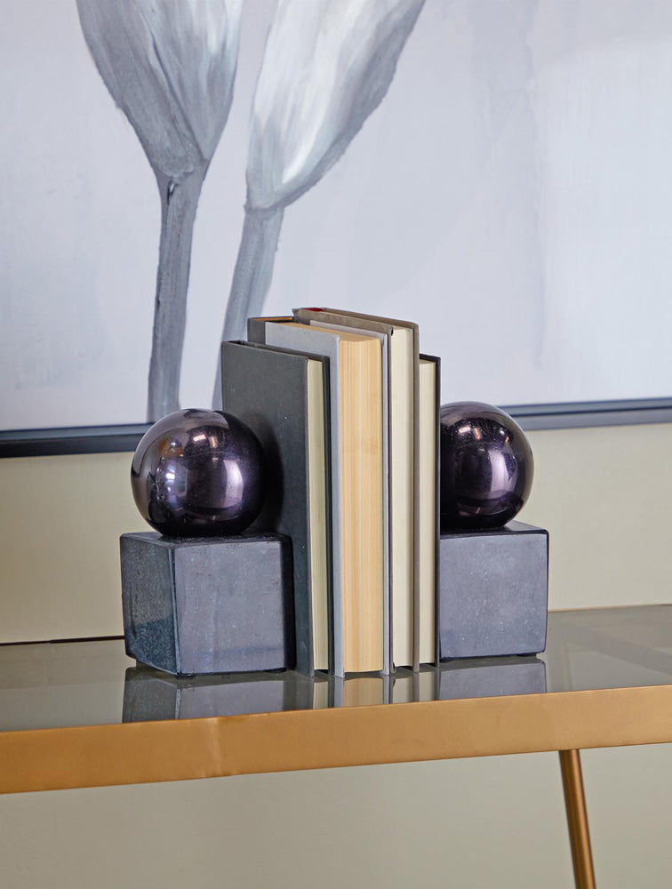 BOOKEND DE MARMOL Y ALUMINIO NEGRO. X7704