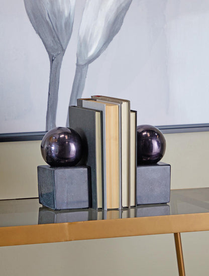 BOOKEND DE MARMOL Y ALUMINIO NEGRO. X7704
