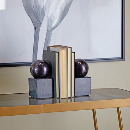 BOOKEND DE MARMOL Y ALUMINIO NEGRO. X7704