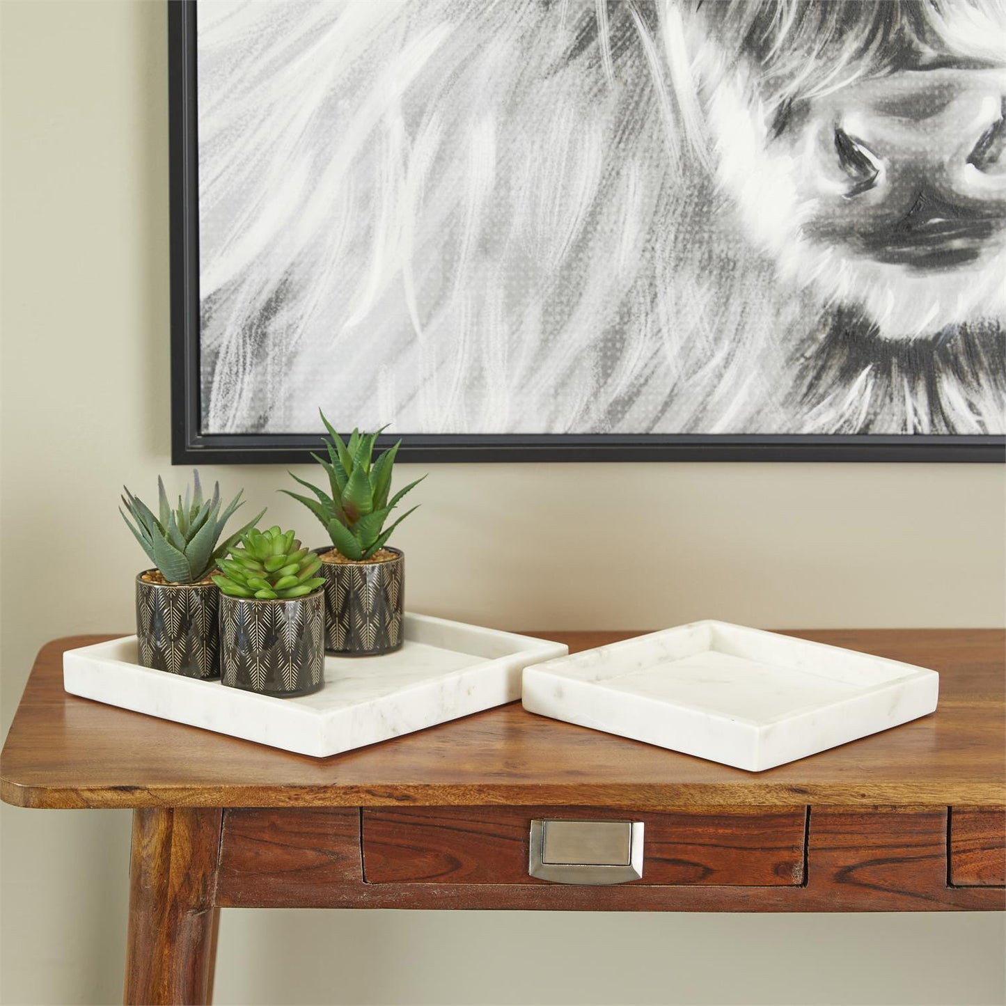 AZAFATE O CENTRO DE MESA CUADRADO DE MARMOL CON BORDE ELEVADO X7706G