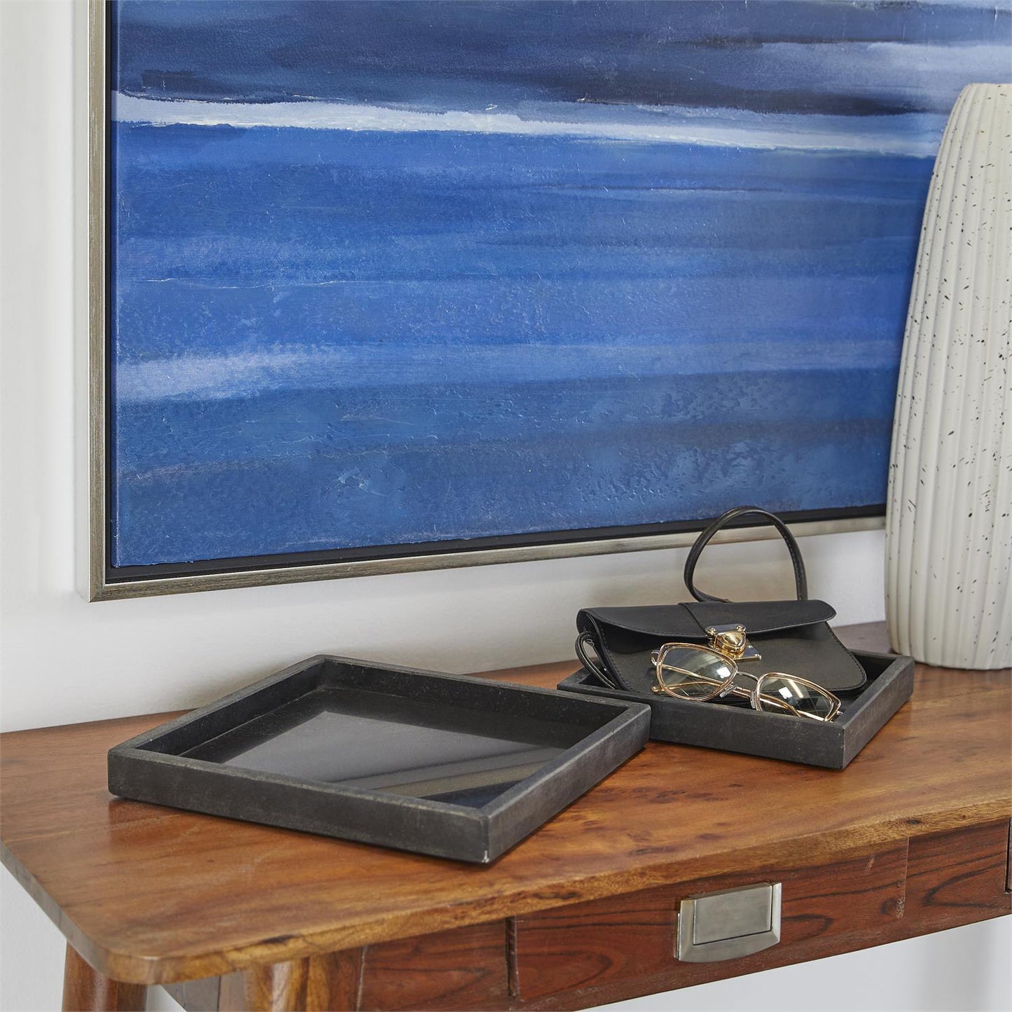 AZAFATE O CENTRO DE MESA CUADRADO DE MARMOL CON BORDE ELEVADO X7707G