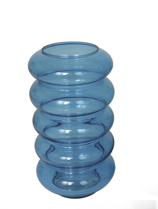 FLORERO BURBUJA DE VIDRIO CELESTE X7709C