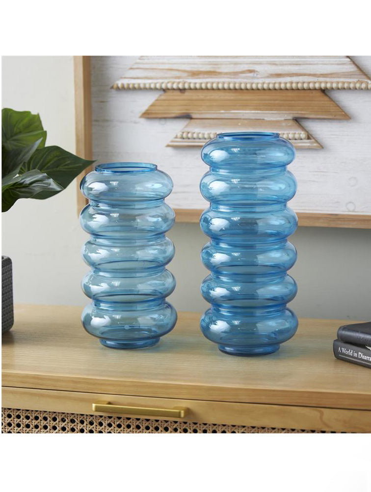 FLORERO BURBUJA DE VIDRIO CELESTE X7709C