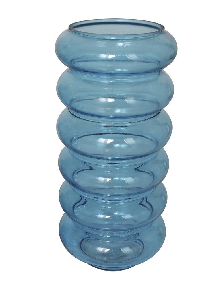 FLORERO BURBUJA DE VIDRIO CELESTE X7709G