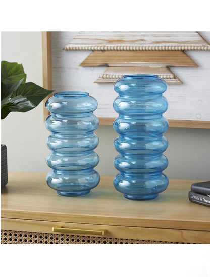 FLORERO BURBUJA DE VIDRIO CELESTE X7709G