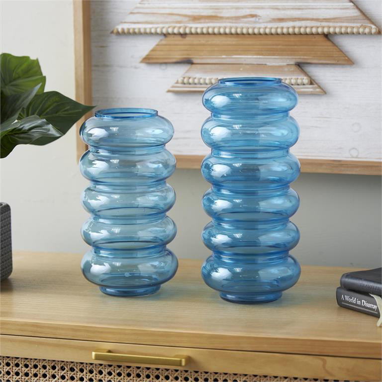 FLORERO BURBUJA DE VIDRIO CELESTE X7709G