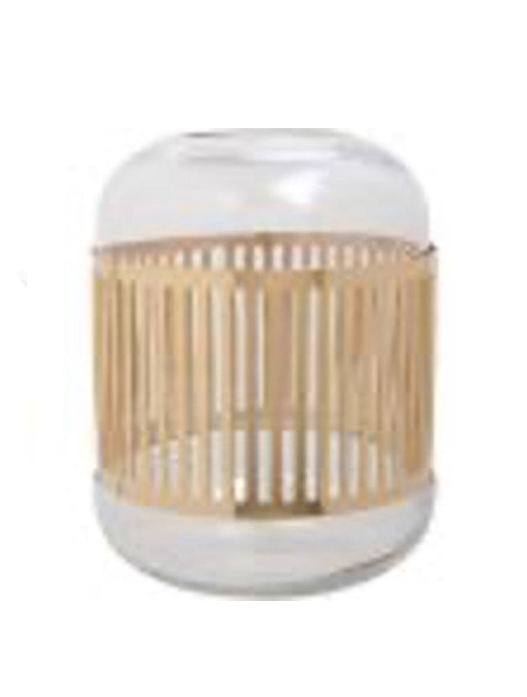 FLORERO DE VIDRIO FORRADO EN MADERA. X7747