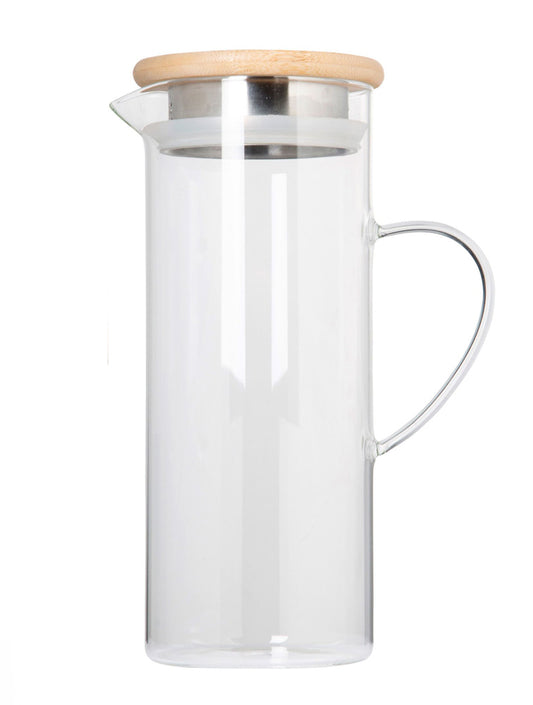 JARRA DE VIDRIO CON TAPA DE MADERA X7761