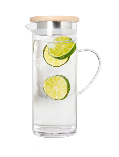 JARRA DE VIDRIO CON TAPA DE MADERA X7761