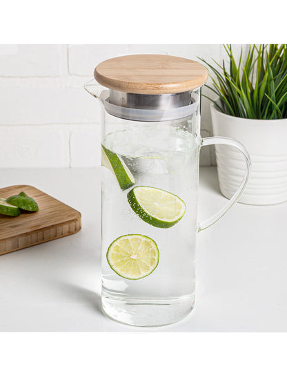 JARRA DE VIDRIO CON TAPA DE MADERA X7761