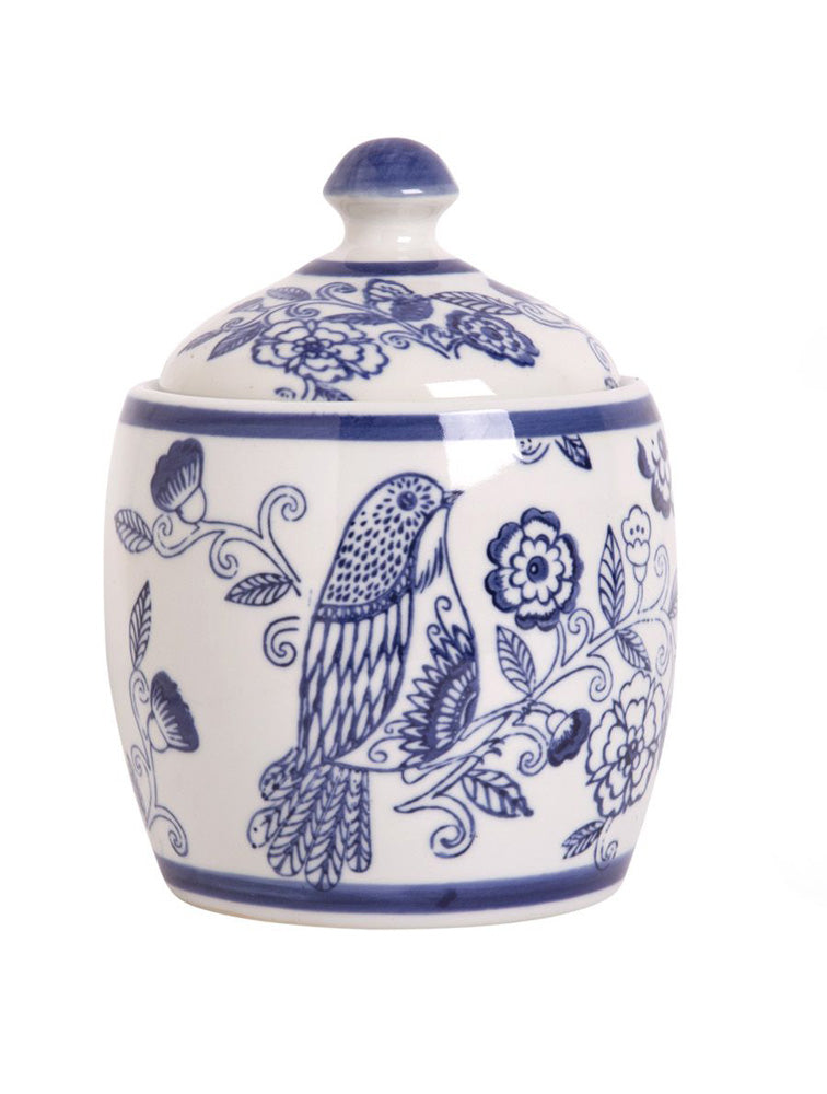 POMO CON PAJARO O CANISTER CHINO AZUL Y BLANCO X7769PA