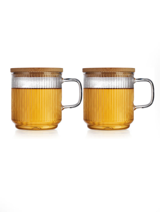 SET DE 2 TAZAS DE VIDRIO CON TAPA DE MADERA X7792