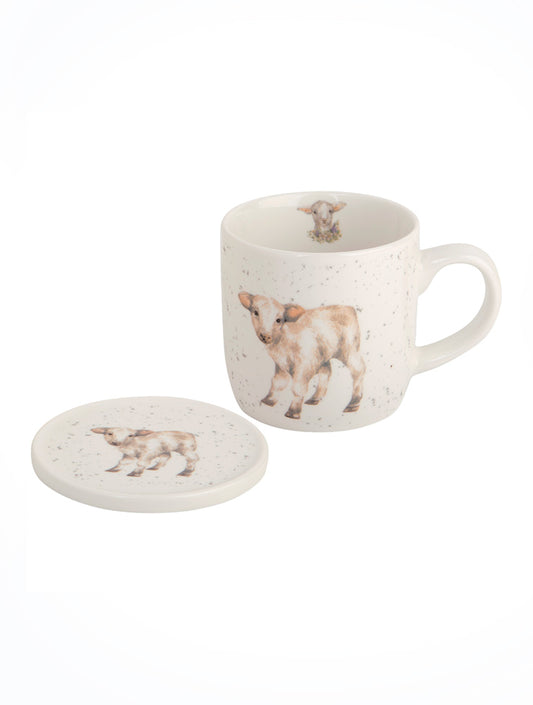 SET DE TAZA DE CERAMICA CON TAPA O PLATITO VACA X7793