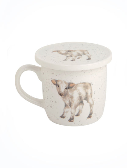 SET DE TAZA DE CERAMICA CON TAPA O PLATITO VACA X7793