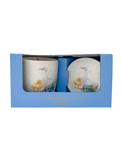 SET DE TAZA DE CERAMICA CON TAPA O PLATITO PATO X7795