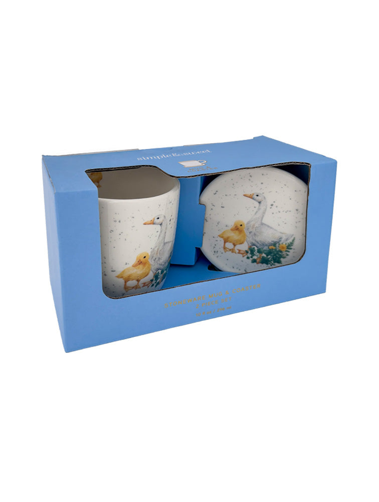 SET DE TAZA DE CERAMICA CON TAPA O PLATITO PATO X7795