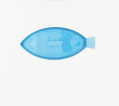 FUENTE VIDRIO EN FORMA DE PEZ AZUL CHICA X7932