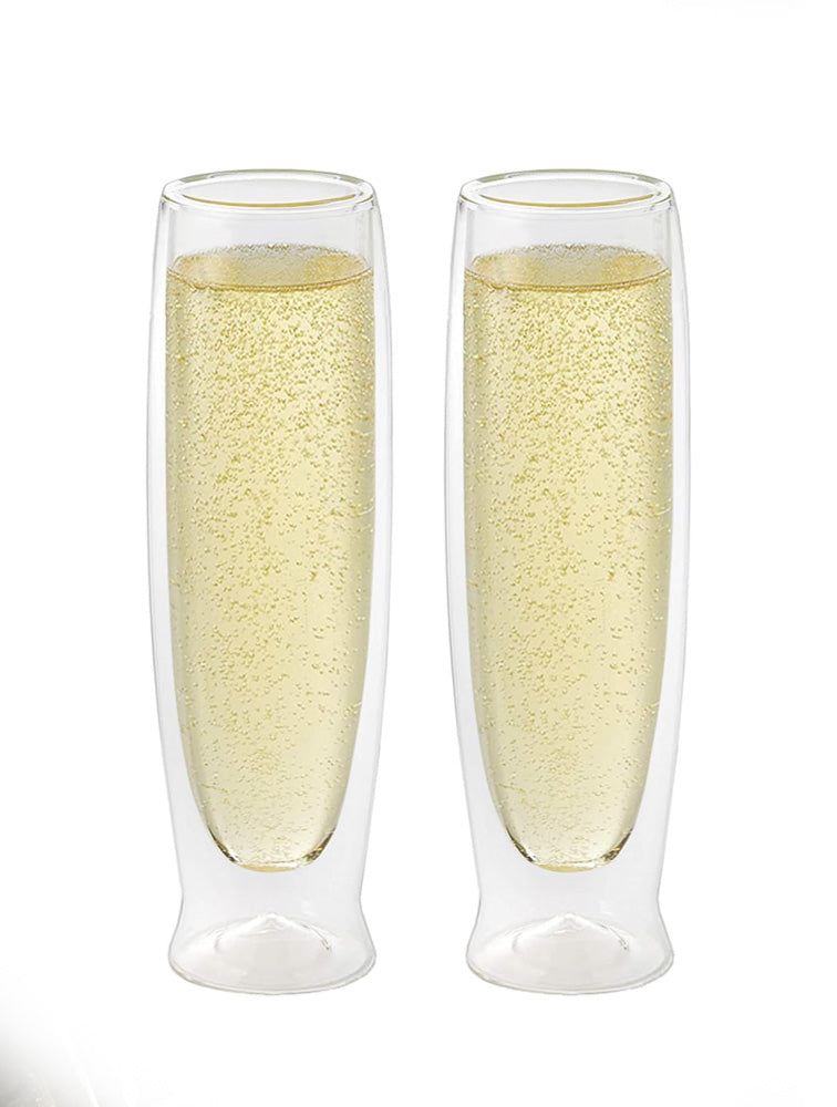 COPAS CHAMPAGNE SET X2 DOBLE PARED CRISTAL 6 OZ X7982