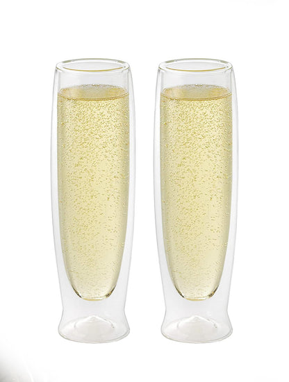 COPAS CHAMPAGNE SET X2 DOBLE PARED CRISTAL 6 OZ X7982