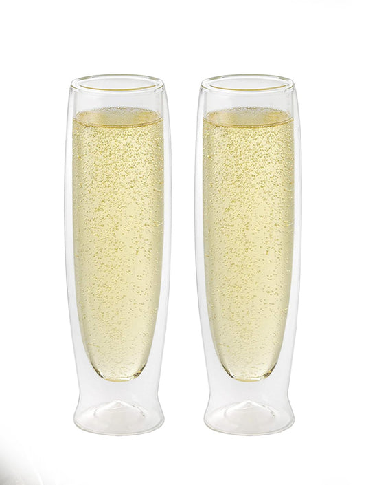 COPAS CHAMPAGNE SET X2 DOBLE PARED CRISTAL 6 OZ X7982