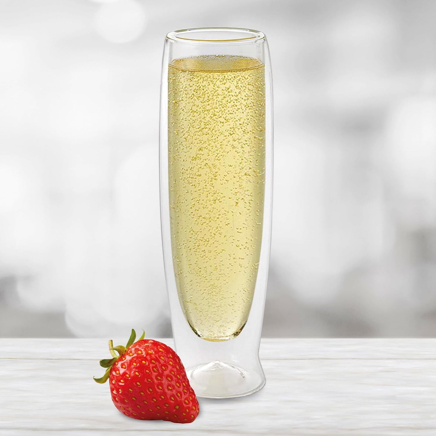 COPAS CHAMPAGNE SET X2 DOBLE PARED CRISTAL 6 OZ X7982