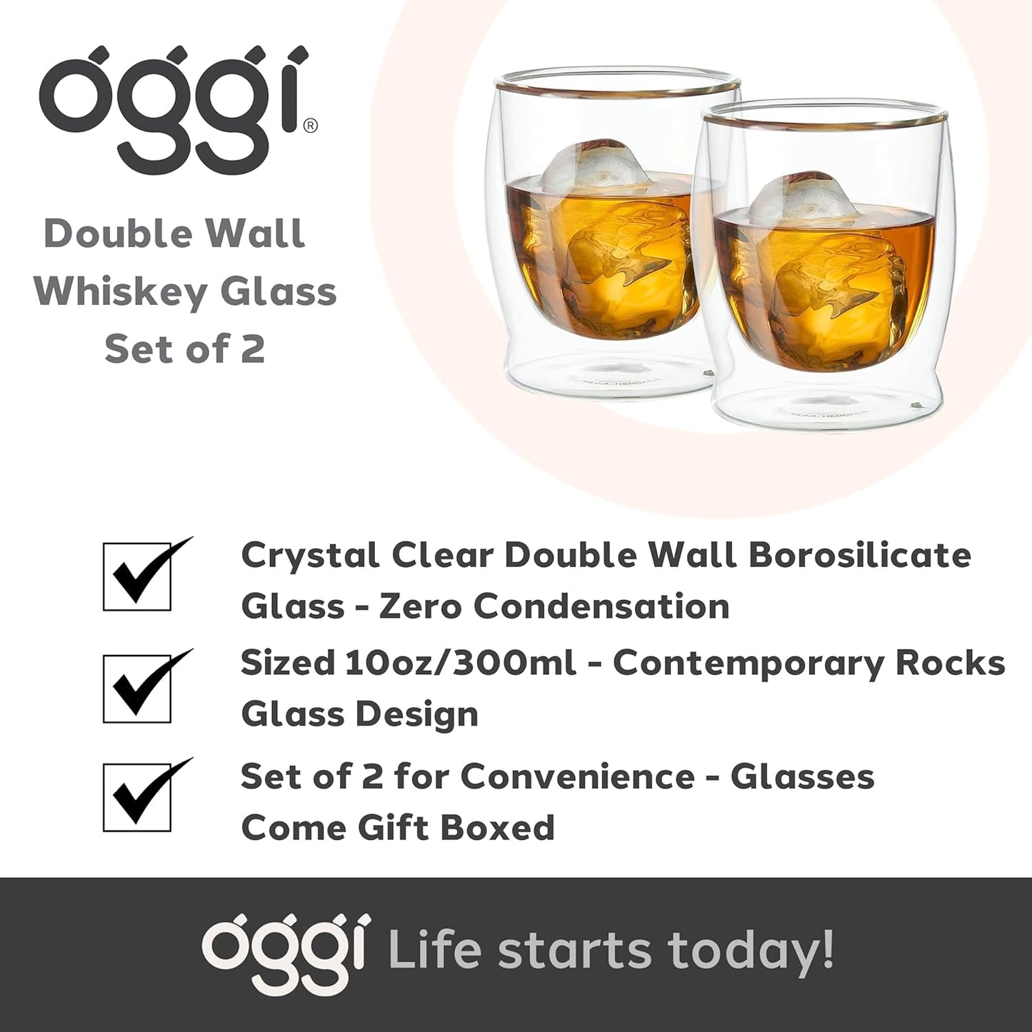 VASOS DOBLE PARED SET X2 CRISTAL 10 OZ X7984
