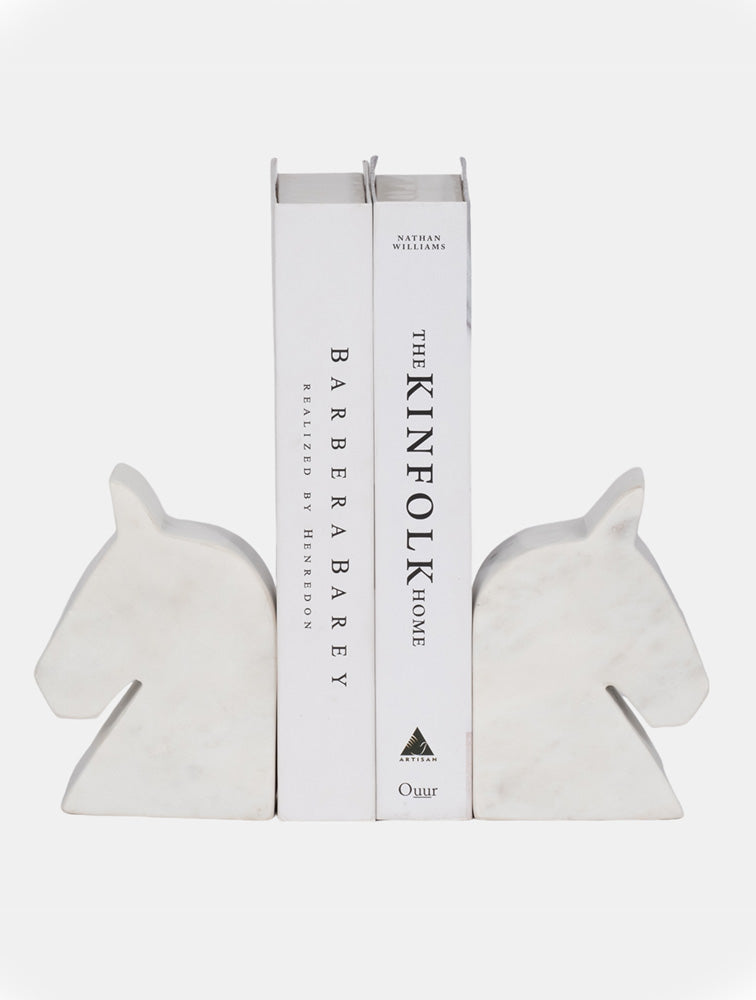 BOOKEND CABALLOS  MARMOL BLANCO 6" X8025