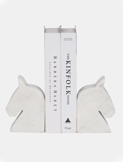 BOOKEND CABALLOS  MARMOL BLANCO 6" X8025