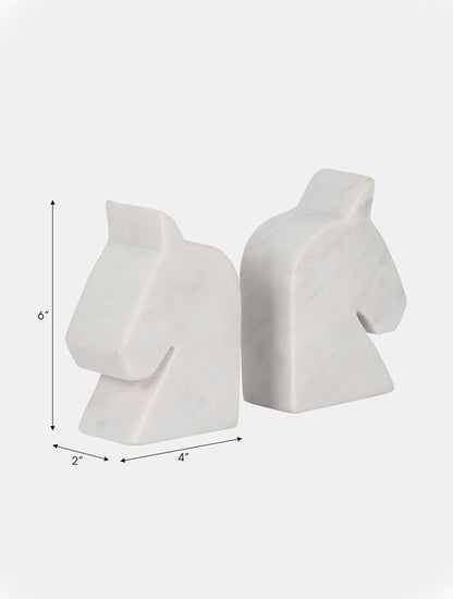 BOOKEND CABALLOS  MARMOL BLANCO 6" X8025