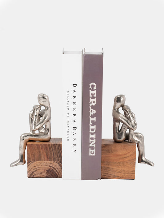BOOKEND PENSADOR MADERA Y METAL 7" X8026