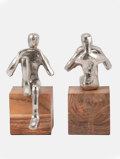 BOOKEND PENSADOR MADERA Y METAL 7" X8026