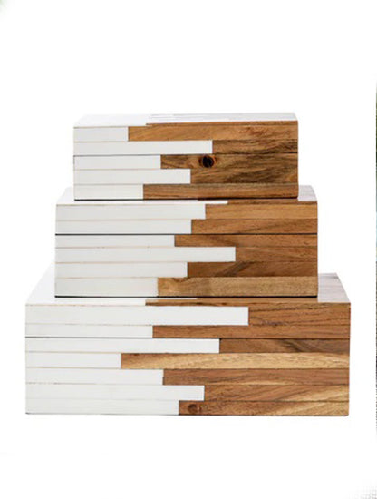 CAJA DECORATIVA 2 TONOS EN RESINA 9" X8027G